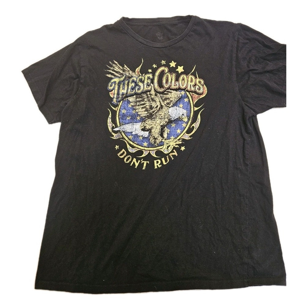 "These Colors Don't Run" Celebrate! Patriotic Men Sz XL Shirt‎ Eagle USA America